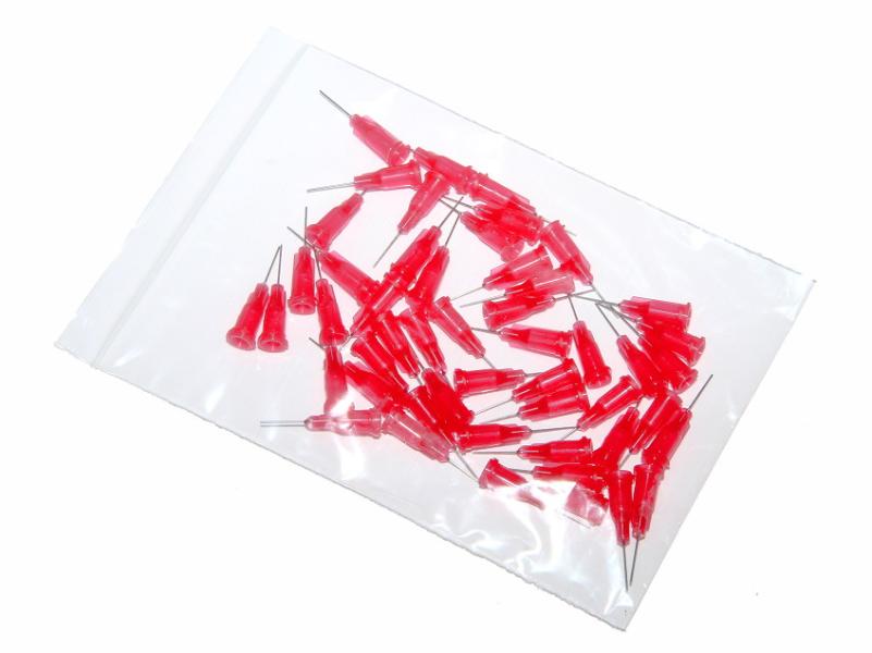 Aiguilles de distribution collées avec canule en acier inoxydable 25,4mm rouge 25G 50pcs