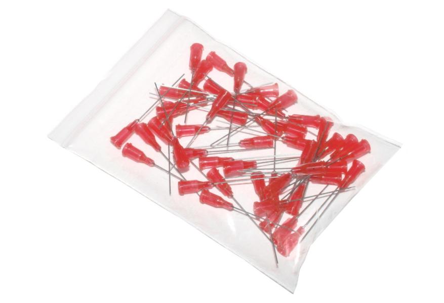 Aiguilles de distribution collées avec canule en acier inoxydable 38,1mm rouge 25G 50pcs