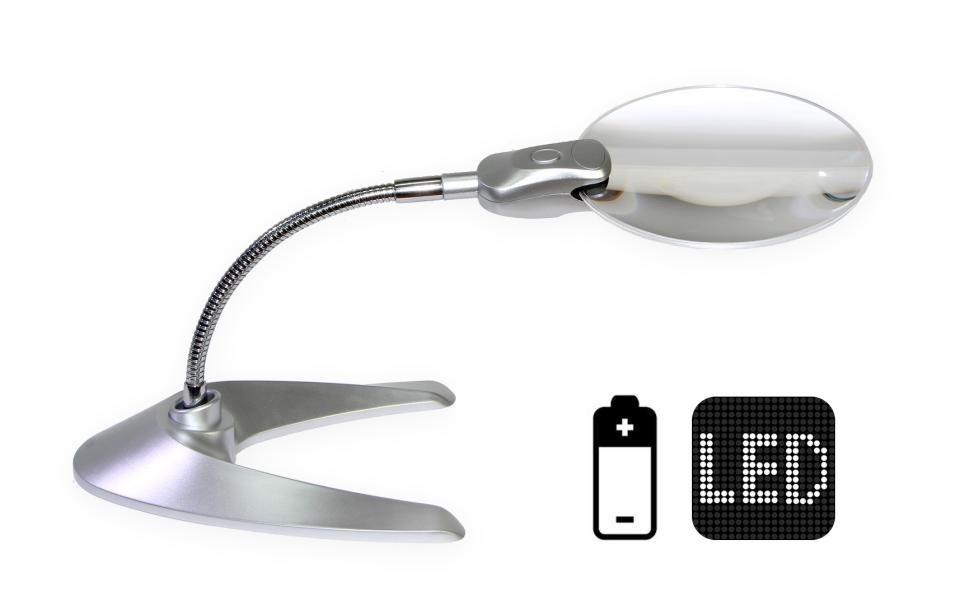 Loupe de table avec éclairage LED fonctionnant sur piles GS-818-13