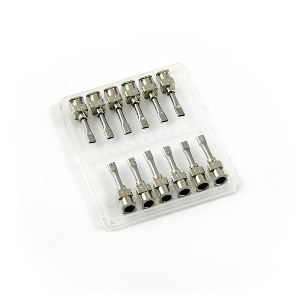 Aiguilles plates de distribution en acier inoxydable 13G 0.5" set 12pcs