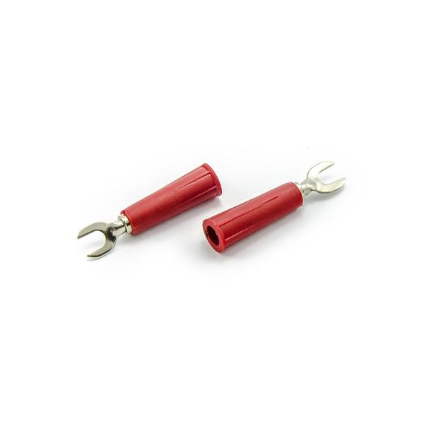 Réducteur banane - fourche de câble rouge 4mm