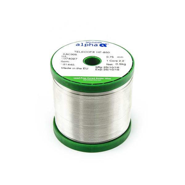 Étain sans plomb Alpha Telecore HF-850 2,2% SAC305 500g 0.75mm