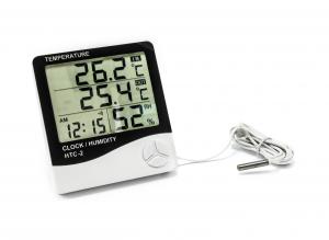 Thermomètre avec sonde externe, hygromètre et heure HTC-2