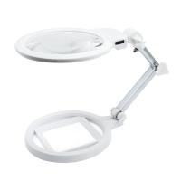 Loupe sur pied avec éclairage LED et règle, grossissement 2x 6x