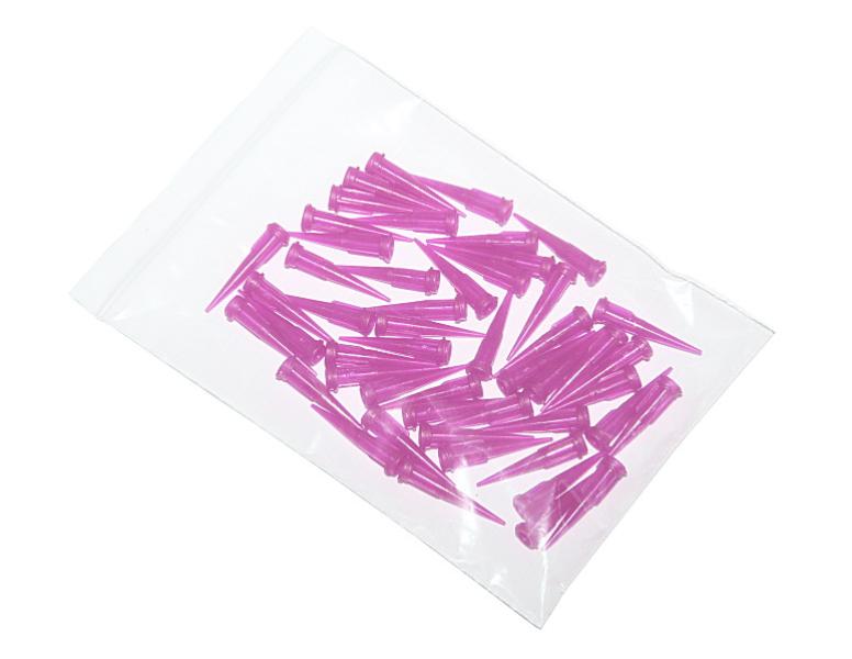 Aiguilles distributrices coniques en plastique rose 20G 50pcs