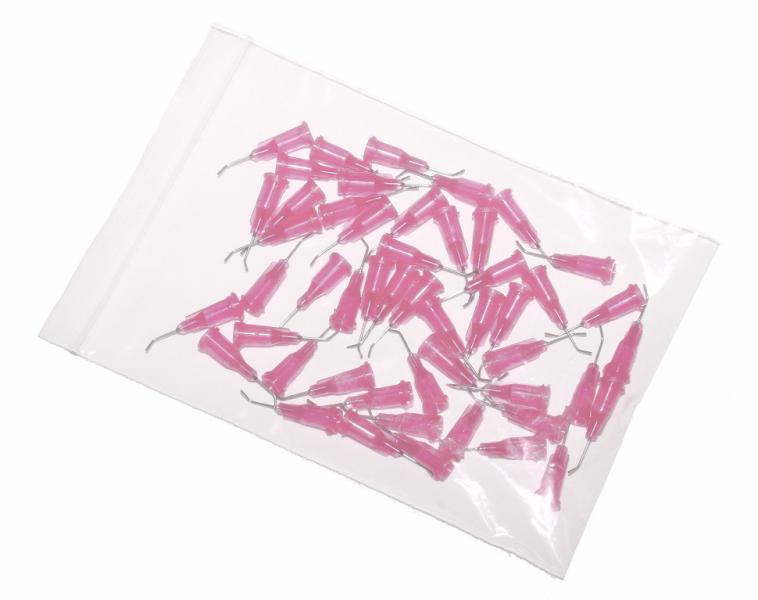 aiguilles de distribution courbées à 45° avec canule en acier inoxydable rose 20G 50pcs