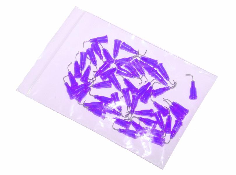 aiguilles d'application courbées à 90° avec canule en acier inoxydable violet 21G 50pcs