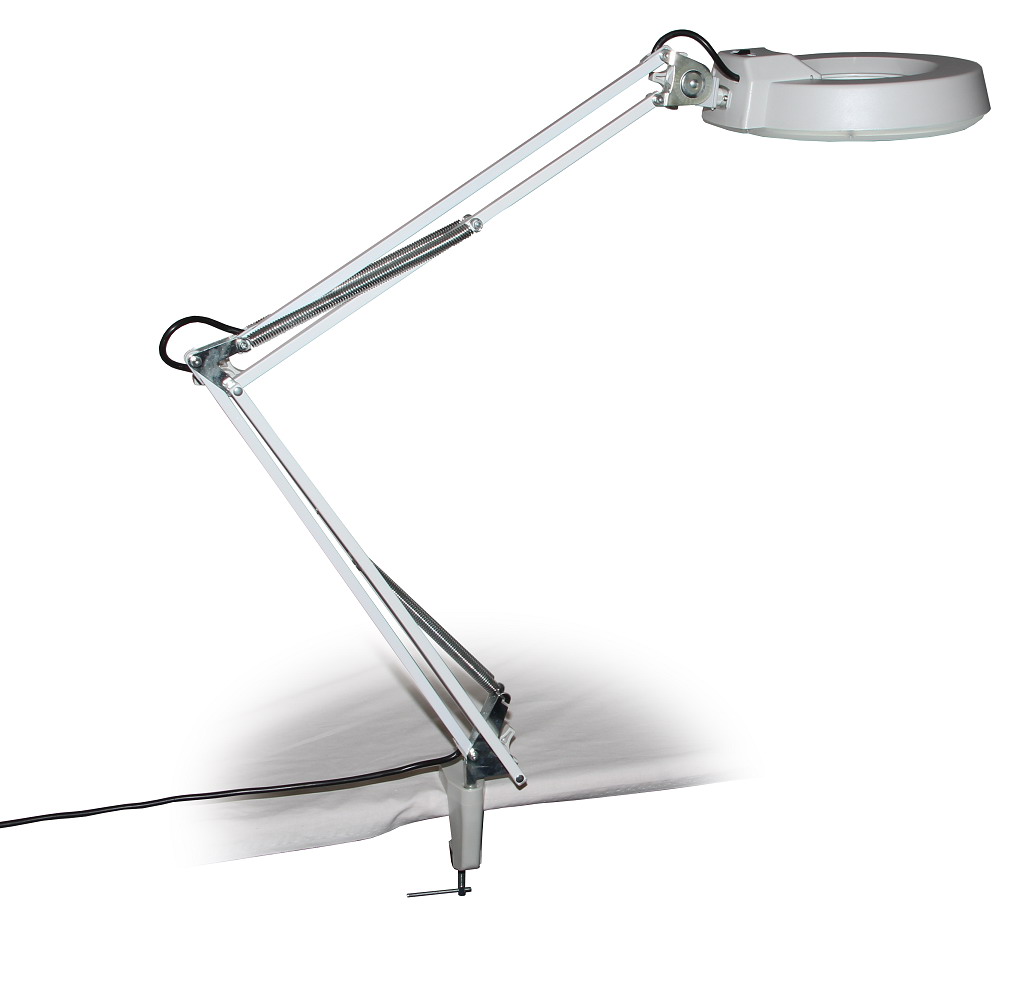 Lampe grossissante avec pied de serrage