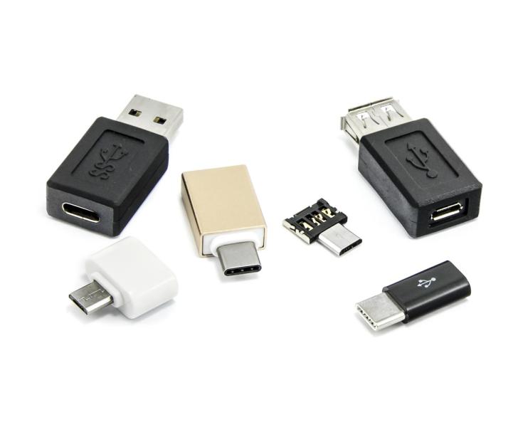 Jeu de 6 réducteurs USB - micro USB, USB-C (type-C), USB