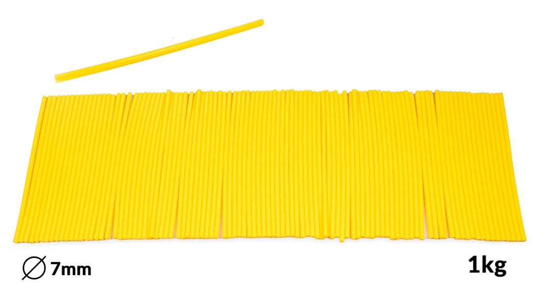 Recharges jaunes fusibles pour pistolet à colle diamètre 7mm 1kg