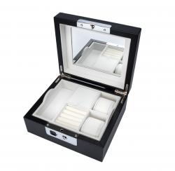 Boîte à bijoux avec lecteur d'empreintes digitales noir FL-1JB