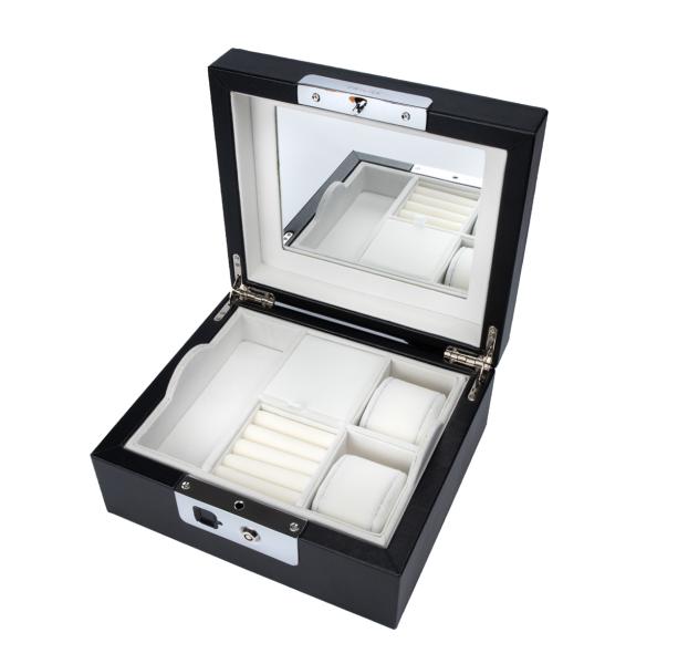 Boîte à bijoux avec lecteur d'empreintes digitales noir FL-1JB
