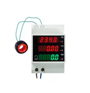 Mesureur de tension, de courant et de puissance multifonctionnel pour rail DIN AC 80~260V/100A - transformateur de courant toroïdal