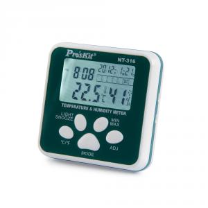 Thermomètre avec hygromètre et horloge sur clip PROSKIT NT-316