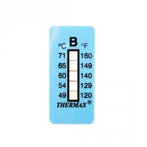 Thermomètre/indicateur autocollant non réversible 49-71°C