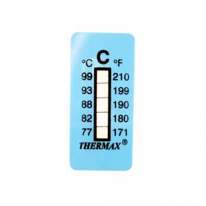 Thermomètre/indicateur autocollant non réversible 77-99°C