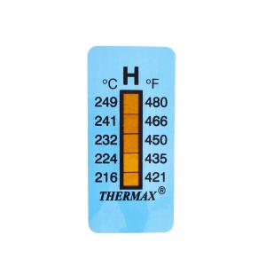 Thermomètre/indicateur autocollant non réversible 216-249°C