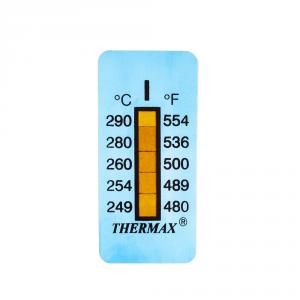 Thermomètre/indicateur autocollant non réversible 249-290°C