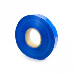 Gaine thermorétractable en PVC bleu, largeur 30mm, diamètre 18mm