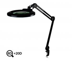 Lampe LED réglable noire avec loupe IB-178, diamètre 178mm, 8D+20D