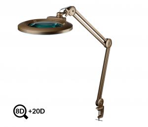 Lampe de travail LED dorée avec loupe IB-178, diamètre 178mm, 8D+20D
