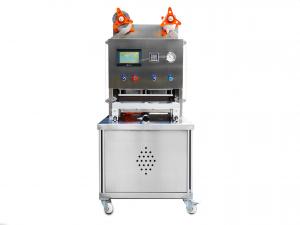 Emballeuse semi-automatique de produits alimentaires prêts à consommer dans des barquettes en deux parties 227x178mm avec atmosphère protectrice