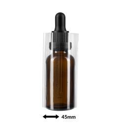 Film rétractable transparent 70x45mm avec perforations pour bouteilles et emballages, diamètre jusqu'à 28,6mm