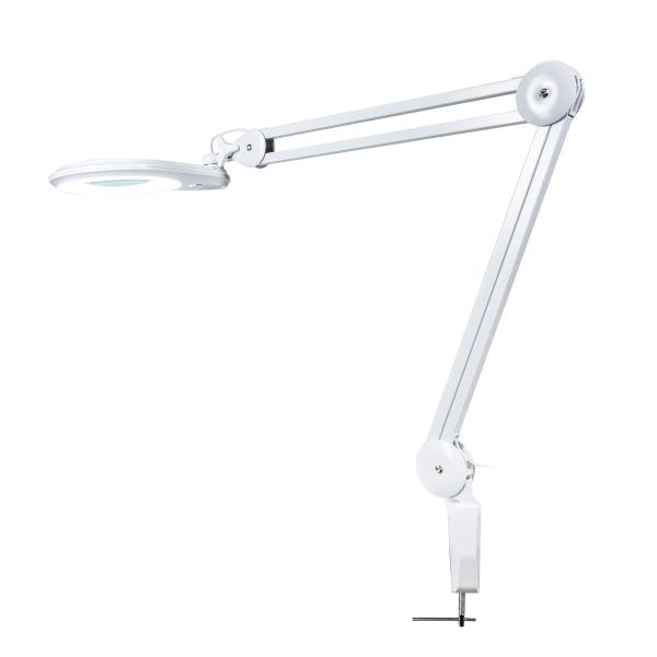 Lampe de table blanche IB-127 avec loupe de 127 mm et rétroéclairage LED