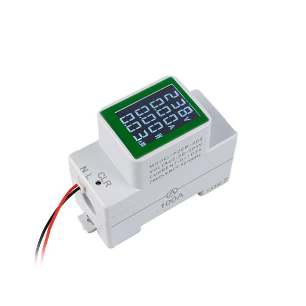 Compteur de consommation totale et instantanée de tension et de courant pour rail DIN PZEM-008, CA 50-300 V, 100 A