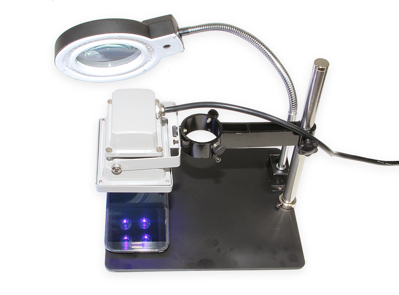 Support pour circuits imprimés avec lampe LED, loupe et support YIHUA 628TD
