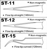 Pincettes antimagnétiques en acier inoxydable VETUS HRC40° ST-15