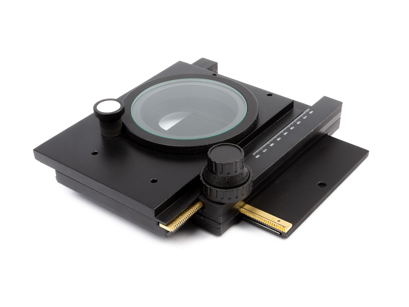 Berceau pivotant / platine avec glissière pour microscopes