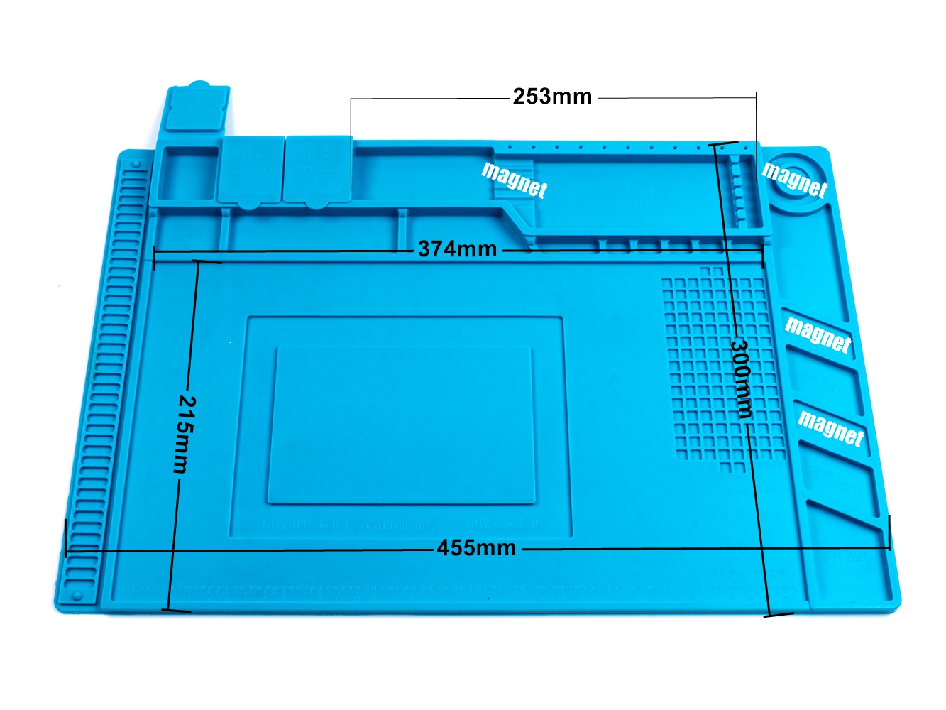 Grand bloc de silicone 455x300mm avec organisateur pour l'entretien et la réparation des téléphones portables, des tablettes