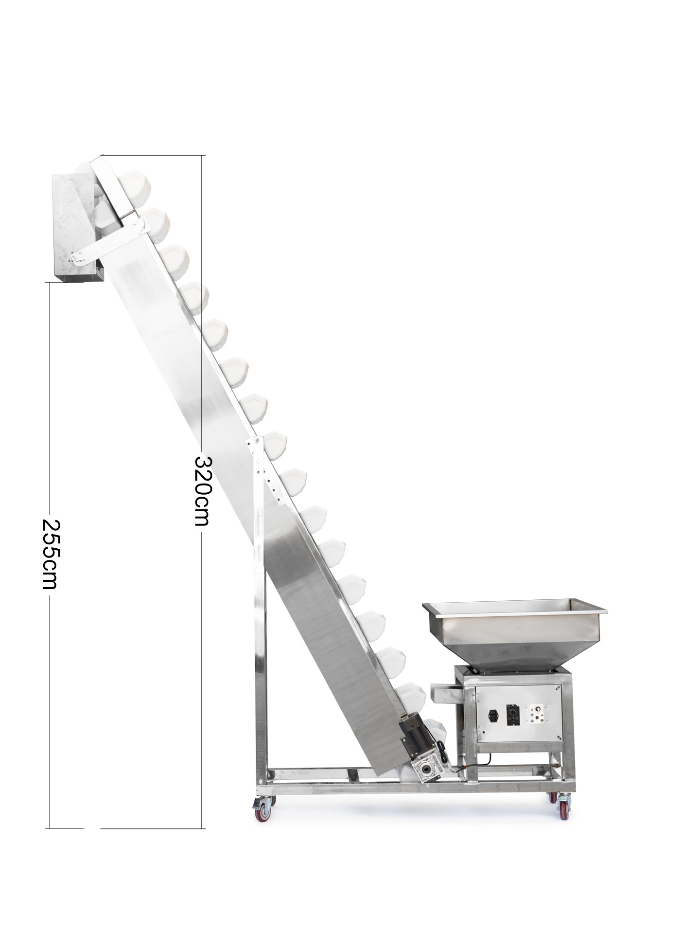 Convoyeur à godets incliné CV-2500 pour machines d'emballage verticales