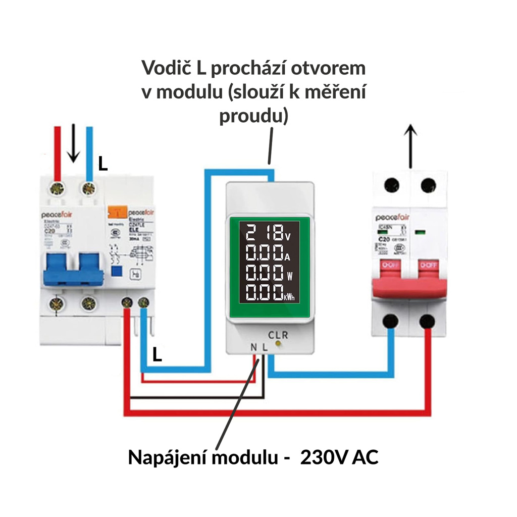 Compteur de consommation totale et instantanée de tension et de courant pour rail DIN PZEM-008, CA 50-300 V, 100 A